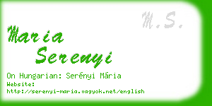 maria serenyi business card